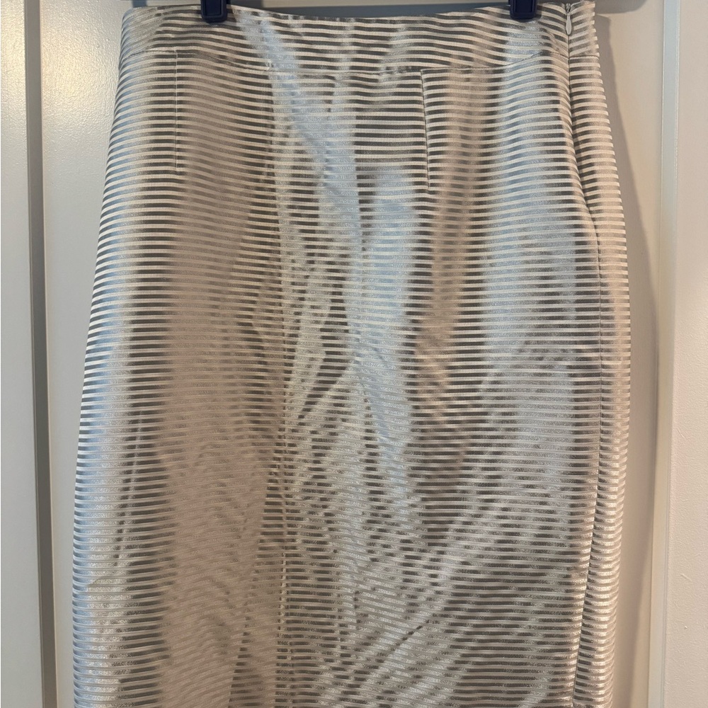 Les Copains White Striped Pencil Skirt